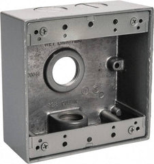 Thomas & Betts - 2 Gang, (4) 3/4" Knockouts, Aluminum Square Outlet Box - 4-9/16" Overall Height x 4-5/8" Overall Width x 2-1/16" Overall Depth, Weather Resistant - A1 Tooling