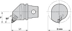 Kennametal - Right Hand Cut, Size KM32, KC..110304L08/NP..51L Insert Compatiblity, Internal Modular Turning & Profiling Cutting Unit Head - 22mm Ctr to Cutting Edge, 35mm Head Length, Through Coolant, Series Top Notch - A1 Tooling