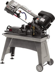 Jet - 5 x 8" Manual Horizontal Bandsaw - 1 Phase, 1/2 hp, 115 Volts, 45° Angle of Vise Rotation, Step Pulley Drive - A1 Tooling