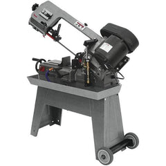 Jet - 7-1/2 x 5" Max Capacity, Manual Geared Head Horizontal Bandsaw - 85, 125 & 200 SFPM Blade Speed, 115/230 Volts, 45°, 0.5 hp, 1 Phase - A1 Tooling