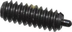 Vlier - 6-32, 3/8" Thread Length, 1/16" Plunger Projection, Steel Threaded Spring Plunger - 0.044 - 0.045" Max Plunger Diam, 3/8" Plunger Length, 1 Lb Init End Force, 1.6 Lb Final End Force - A1 Tooling