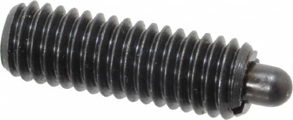 Vlier - 3/8-16, 1-1/8" Thread Length, 3/16" Plunger Projection, Steel Threaded Spring Plunger - 0.186 - 3/16" Max Plunger Diam, 1-1/8" Plunger Length, 5.5 Lb Init End Force, 14.5 Lb Final End Force - A1 Tooling