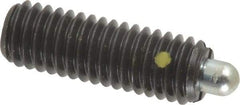 Vlier - 3/8-16, 1-1/8" Thread Length, 3/16" Plunger Projection, Steel Threaded Spring Plunger - 0.186 - 3/16" Max Plunger Diam, 1-1/8" Plunger Length, 2.8 Lb Init End Force, 7.2 Lb Final End Force - A1 Tooling