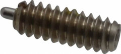 Vlier - 6-32, 3/8" Thread Length, 1/16" Plunger Projection, Stainless Steel Threaded Spring Plunger - 0.044 - 0.045" Max Plunger Diam, 3/8" Plunger Length, 1 Lb Init End Force, 1.6 Lb Final End Force - A1 Tooling