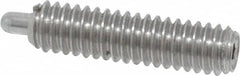 Vlier - 8-32, 5/8" Thread Length, 3/32" Plunger Projection, Stainless Steel Threaded Spring Plunger - 0.069 - 0.07" Max Plunger Diam, 5/8" Plunger Length, 2.7 Lb Init End Force, 7.3 Lb Final End Force - A1 Tooling