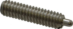 Vlier - 8-32, 5/8" Thread Length, 3/32" Plunger Projection, Stainless Steel Threaded Spring Plunger - 0.069 - 0.07" Max Plunger Diam, 5/8" Plunger Length, 0.7 Lb Init End Force, 2.3 Lb Final End Force - A1 Tooling