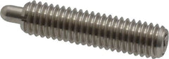 Vlier - 10-32, 3/4" Thread Length, 1/8" Plunger Projection, Stainless Steel Threaded Spring Plunger - 0.091 - 0.092" Max Plunger Diam, 3/4" Plunger Length, 1.3 Lb Init End Force, 2.7 Lb Final End Force - A1 Tooling