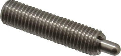 Vlier - 1/4-28, 1" Thread Length, 3/16" Plunger Projection, Stainless Steel Threaded Spring Plunger - 0.117 - 0.118" Max Plunger Diam, 1" Plunger Length, 3 Lb Init End Force, 13 Lb Final End Force - A1 Tooling