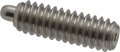 Vlier - 1/4-20, 3/4" Thread Length, 1/8" Plunger Projection, Stainless Steel Threaded Spring Plunger - 0.117 - 0.118" Max Plunger Diam, 3/4" Plunger Length, 2 Lb Init End Force, 9 Lb Final End Force - A1 Tooling