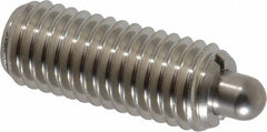 Vlier - 1/2-13, 1-1/4" Thread Length, 1/4" Plunger Projection, Stainless Steel Threaded Spring Plunger - 0.247 - 1/4" Max Plunger Diam, 1-1/4" Plunger Length, 2.7 Lb Init End Force, 9.3 Lb Final End Force - A1 Tooling