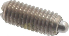 Vlier - 10-32, 0.468" Thread Length, 0.065" Plunger Projection, Stainless Steel Threaded Spring Plunger - 0.093" Max Plunger Diam, 0.468" Plunger Length, 0.75 Lb Init End Force, 2.5 Lb Final End Force - A1 Tooling