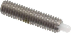 Vlier - 10-32, 3/4" Thread Length, 1/8" Plunger Projection, Stainless Steel Threaded Spring Plunger - 0.09 - 0.092" Max Plunger Diam, 3/4" Plunger Length, 1.3 Lb Init End Force, 2.7 Lb Final End Force - A1 Tooling