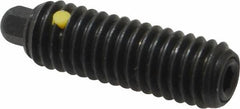 Vlier - 3/8-16, 1-1/8" Thread Length, 3/16" Plunger Projection, Steel Threaded Spring Plunger - 3/16 (Hex)" Max Plunger Diam, 1-1/8" Plunger Length, 2.8 Lb Init End Force, 7.2 Lb Final End Force, 3/16" Hex - A1 Tooling