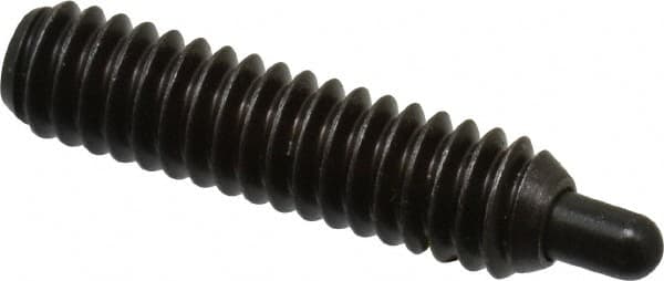 Vlier - 1/4-20, 1" Thread Length, 3/16" Plunger Projection, Steel Threaded Spring Plunger - 0.117 - 0.118" Max Plunger Diam, 1" Plunger Length, 3 Lb Init End Force, 13 Lb Final End Force, 0.079" Hex - A1 Tooling