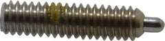 Vlier - 8-32, 5/8" Thread Length, 3/32" Plunger Projection, Stainless Steel Threaded Spring Plunger - 0.069 - 0.07" Max Plunger Diam, 5/8" Plunger Length, 2.7 Lb Init End Force, 7.3 Lb Final End Force, 0.063" Hex - A1 Tooling