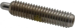 Vlier - 10-32, 3/4" Thread Length, 1/8" Plunger Projection, Stainless Steel Threaded Spring Plunger - 0.091 - 0.092" Max Plunger Diam, 3/4" Plunger Length, 2.9 Lb Init End Force, 11.1 Lb Final End Force, 0.063" Hex - A1 Tooling