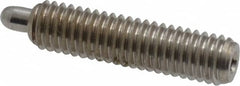 Vlier - 10-32, 3/4" Thread Length, 1/8" Plunger Projection, Stainless Steel Threaded Spring Plunger - 0.091 - 0.092" Max Plunger Diam, 3/4" Plunger Length, 1.3 Lb Init End Force, 2.7 Lb Final End Force, 0.063" Hex - A1 Tooling