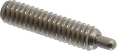 Vlier - 1/4-20, 1" Thread Length, 3/16" Plunger Projection, Stainless Steel Threaded Spring Plunger - 0.117 - 0.118" Max Plunger Diam, 1" Plunger Length, 3 Lb Init End Force, 13 Lb Final End Force, 0.079" Hex - A1 Tooling