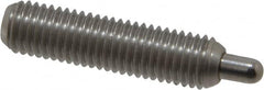 Vlier - 1/4-28, 1" Thread Length, 3/16" Plunger Projection, Stainless Steel Threaded Spring Plunger - 0.117 - 0.118" Max Plunger Diam, 1" Plunger Length, 3 Lb Init End Force, 13 Lb Final End Force, 0.079" Hex - A1 Tooling