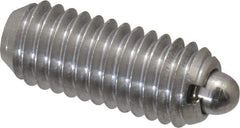 Vlier - 10-32, 0.468" Thread Length, 0.065" Plunger Projection, Stainless Steel Threaded Spring Plunger - 0.093" Max Plunger Diam, 0.468" Plunger Length, 1.75 Lb Init End Force, 6.25 Lb Final End Force - A1 Tooling