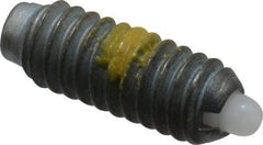 Vlier - 8-32, 7/16" Thread Length, 0.052" Plunger Projection, Steel Threaded Spring Plunger - 0.07" Max Plunger Diam, 0.437" Plunger Length, 1.5 Lb Init End Force, 4.75 Lb Final End Force - A1 Tooling