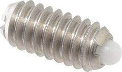 Vlier - 1/4-20, 17/32" Thread Length, 0.078" Plunger Projection, Stainless Steel Threaded Spring Plunger - 0.119" Max Plunger Diam, 0.531" Plunger Length, 3 Lb Init End Force, 10.5 Lb Final End Force - A1 Tooling