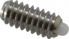 Vlier - 1/4-20, 17/32" Thread Length, 0.078" Plunger Projection, Stainless Steel Threaded Spring Plunger - 0.119" Max Plunger Diam, 0.531" Plunger Length, 1 Lb Init End Force, 3.5 Lb Final End Force - A1 Tooling