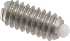 Vlier - 1/4-20, 17/32" Thread Length, 0.078" Plunger Projection, Stainless Steel Threaded Spring Plunger - 0.119" Max Plunger Diam, 0.531" Plunger Length, 1 Lb Init End Force, 3.5 Lb Final End Force - A1 Tooling