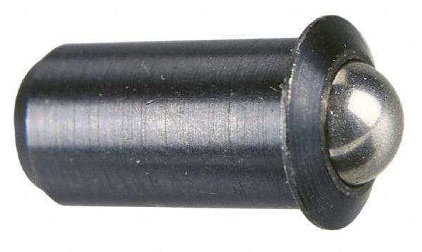 Vlier - 0.0471" Body Length x 1/4" Body Diam, 3 Lb Init to 7 Lb Final End Force, Steel Press Fit Ball Plunger - 3/16" Ball Diam, 0.07" Max Ball Reach, 0.045" Flange Thickness - A1 Tooling