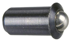 Gibraltar - 1.1" Body Length x 1/2" Body Diam, 8 Lb Init to 18 Lb Final End Force, Stainless Steel Press Fit Ball Plunger - 7/16" Ball Diam, 0.161" Max Ball Reach, 0.11" Flange Thickness - A1 Tooling