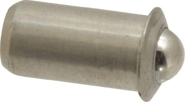 Vlier - 0.0471" Body Length x 1/4" Body Diam, 3 Lb Init to 7 Lb Final End Force, Stainless Steel Press Fit Ball Plunger - 3/16" Ball Diam, 0.07" Max Ball Reach, 0.045" Flange Thickness - A1 Tooling