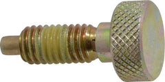 Vlier - 3/8-16, 3/4" Thread Length, 0.185" Max Plunger Diam, 1 Lb Init to 8 Lb Final End Force, Knob Handle Plunger - Knurled Knob, 0.94" Body Length, 3/4" Length Under Head/Shoulder, 0.218" Plunger Projection - A1 Tooling