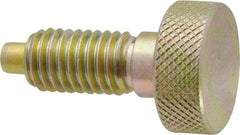 Vlier - 1/2-13, 7/8" Thread Length, 1/4" Max Plunger Diam, 1 Lb Init to 10 Lb Final End Force, Knob Handle Plunger - Knurled Knob, 1.13" Body Length, 7/8" Length Under Head/Shoulder, 1/4" Plunger Projection - A1 Tooling