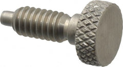 Vlier - 1/4-20, 1/2" Thread Length, 0.123" Max Plunger Diam, 1 Lb Init to 4 Lb Final End Force, Knob Handle Plunger - Knurled Knob, 0.79" Body Length, 1/2" Length Under Head/Shoulder, 1/8" Plunger Projection - A1 Tooling