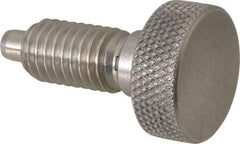 Vlier - 1/2-13, 7/8" Thread Length, 1/4" Max Plunger Diam, 1 Lb Init to 10 Lb Final End Force, Knob Handle Plunger - Knurled Knob, 1.13" Body Length, 7/8" Length Under Head/Shoulder, 1/4" Plunger Projection - A1 Tooling