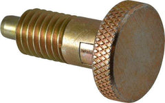 Vlier - 1/2-13, 0.65" Thread Length, 1/4 to 1/4" Max Plunger Diam, 0.5 Lb Init to 4 Lb Final End Force, Locking Knob Handle Plunger - Knurled Knob, 0.9" Length Under Head/Shoulder, 1/4" Plunger Projection - A1 Tooling