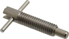 Vlier - 3/8-16 Thread, 2" Body Length, 3/8" Plunger Projection, 0.233" Plunger Diam, Stainless Steel, Locking T Handle Plunger - 1.2" Thread Length, 1-1/2" Handle Length, 1.68" Plunger Length, 2 Lb Initial End Force, 4 Lb Final End Force, - A1 Tooling