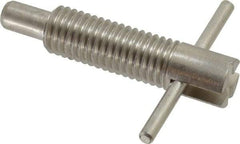 Vlier - 5/8-11 Thread, 2-1/2" Body Length, 5/8" Plunger Projection, 3/8" Plunger Diam, Stainless Steel, Locking T Handle Plunger - 1.7" Thread Length, 2-1/2" Handle Length, 2.38" Plunger Length, 2-1/2 Lb Initial End Force, 5 Lb Final End Force, - A1 Tooling