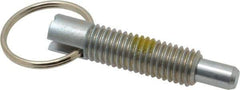 Vlier - 1/2-13, 1.4" Thread Length, 5/16" Plunger Diam, 1/2" Plunger Projection, 2.5 Lb Init to 5 Lb Final End Force, Steel Locking Pull Ring Plunger - 1.4" Len Under Head, 2" Body Len, 1.26" Ring Diam, 2" Plunger Len, 0.6" Head Height, Locking Element - A1 Tooling