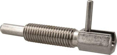 Vlier - 5/8-11, 1.82" Thread Length, 0.38" Plunger Diam, 1 Lb Init to 5 Lb Final End Force, Stainless Steel Locking L Handle Plunger - 3.05" Body Length, 2" Length Under Head, Locking Element, 1" Plunger Projection - A1 Tooling