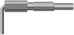 Vlier - 5/8-11, 1.82" Thread Length, 0.38" Plunger Diam, 1 Lb Init to 5 Lb Final End Force, Stainless Steel L Handle Plunger - 3.05" Body Length, 2" Length Under Head, Locking Element, 1" Plunger Projection - A1 Tooling