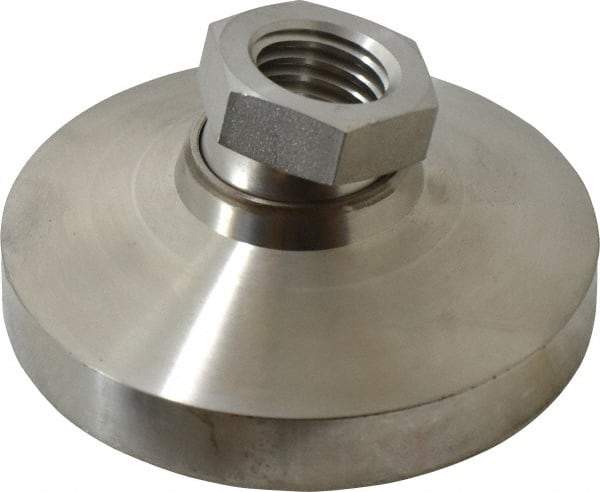 Vlier - 7200 Lb Capacity, 3/4-10 Thread, 1-1/2" OAL, Stainless Steel Stud, Tapped Pivotal Socket Mount Leveling Pad - 3" Base Diam, Stainless Steel Pad, 1-1/16" Hex - A1 Tooling