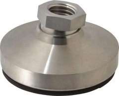 Vlier - 5400 Lb Capacity, 3/4-10 Thread, 1-1/2" OAL, Stainless Steel Stud, Tapped Pivotal Socket Mount Leveling Pad - 3" Base Diam, Elastomer Pad, 1-1/16" Hex - A1 Tooling