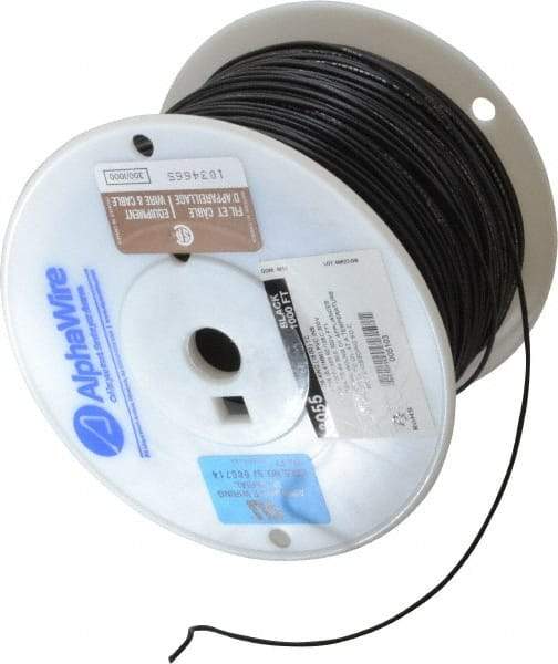 Alpha Wire - 18 AWG, 16 Strand, 305 m OAL, Tinned Copper Hook Up Wire - Black PVC Jacket, 0.079" Diam - A1 Tooling