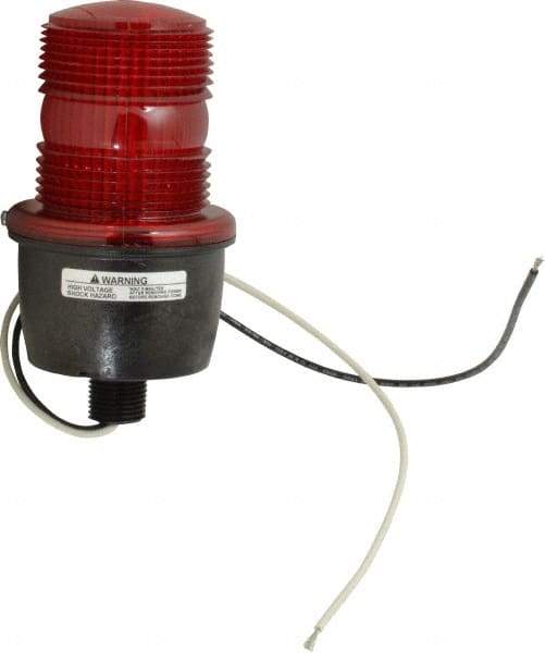 Federal Signal Corp - 120 VAC, 4X NEMA Rated, Strobe Tube, Red, Low Profile Mini Strobe Light - 65 to 95 Flashes per min, 1/2 Inch Pipe, 3-1/8 Inch Diameter, 5.8 Inch High, IP66 Ingress Rating, Pipe Mount - A1 Tooling