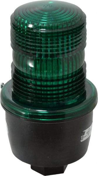 Federal Signal Corp - 120 VAC, 4X NEMA Rated, Strobe Tube, Green, Low Profile Mini Strobe Light - 65 to 95 Flashes per min, 1/2 Inch Pipe, 3-1/8 Inch Diameter, 5.7 Inch High, IP66 Ingress Rating, Pipe Mount - A1 Tooling