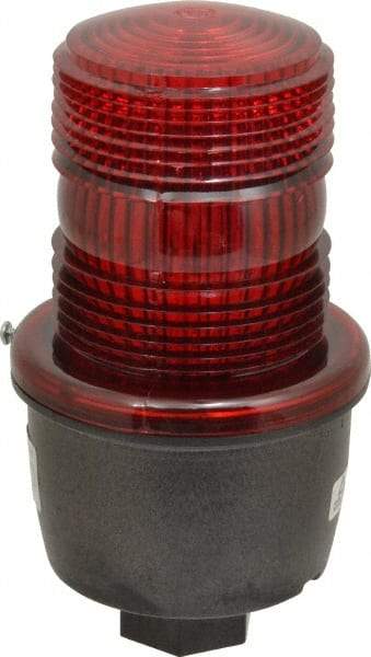 Federal Signal Corp - 120 VAC, 4X NEMA Rated, Strobe Tube, Red, Low Profile Mini Strobe Light - 65 to 95 Flashes per min, 1/2 Inch Pipe, 3-1/8 Inch Diameter, 5.7 Inch High, IP66 Ingress Rating, Pipe Mount - A1 Tooling