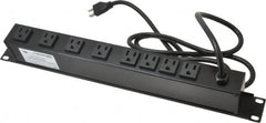 Wiremold - 8 Outlets, 120 Volts, 15 Amps, 6' Cord, Power Outlet Strip - 1 Circuits, Rack Mount, 5-15R NEMA Configuration, 19" Strip, cULus, UL Listed File 1449 - A1 Tooling