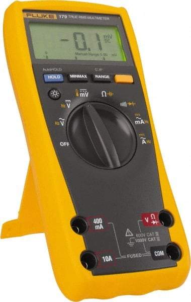 Fluke - 179 ESFP, CAT IV, CAT III, 1,000 VAC/VDC, Digital True RMS Auto Ranging Manual Ranging Multimeter - 50 mOhm, Measures Voltage, Capacitance, Current, Resistance - A1 Tooling