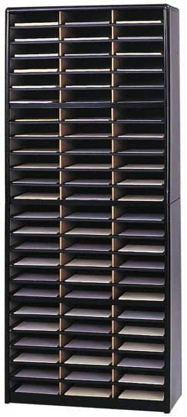 Safco - 32-1/4" Wide x 75" High x 13-1/2" Deep Steel Document Organizer - 72 Compartments, Black, 9-3/4" Wide x 2-1/2" High x 12-1/2" Deep Compartment - A1 Tooling